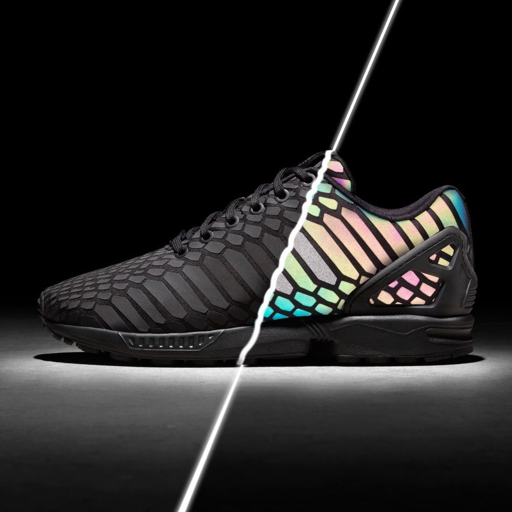 adidas Black Shoe with Reflective/ Iridescent Snakeskin Pattern - RARE